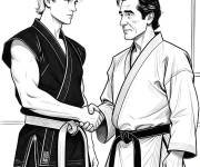 Coloriage Johnny Lawrence et Daniel LaRusso s&rsquo;unissant