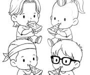 Coloriage Karat&eacute;kas partagent un repas convivial