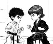Coloriage Le duel d&rsquo;entra&icirc;nement entre Miguel Diaz et Robby Keene