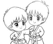 Coloriage Robby aide son ami Miguel &agrave; progresser