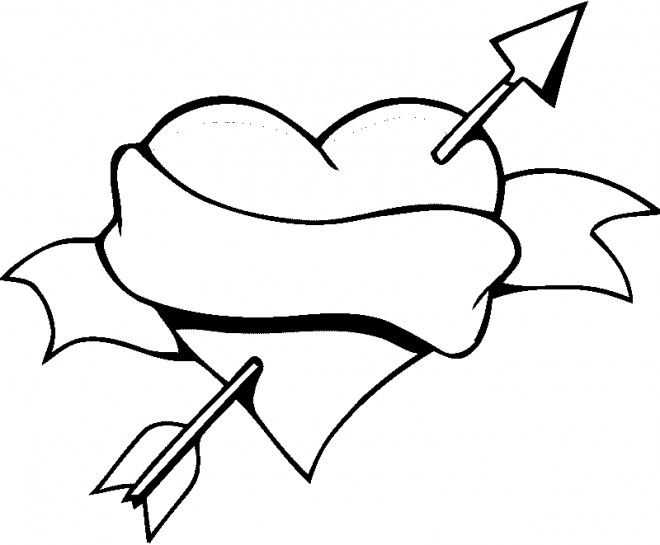 Coloriage Coeur Damour Et Flèche Dessin Gratuit à Imprimer