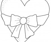 Coloriage Coeur décoré avec Noeud