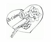 Coloriage Coeur et d&eacute;claration Je t'Aime