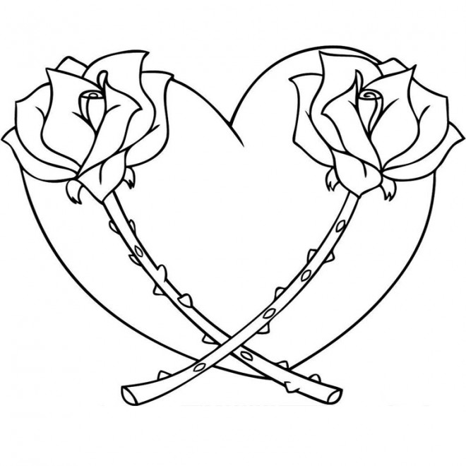 Coloriage Coeur Et Fleurs Dessin Gratuit à Imprimer