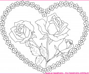 Coloriage Coeur et Fleurs au centre