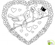 Coloriage Coeur et Oiseaux