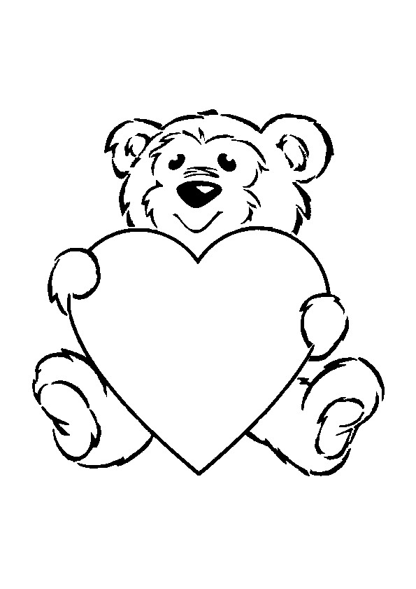 Coloriage et dessins gratuits Coeur porté par L'ours à imprimer