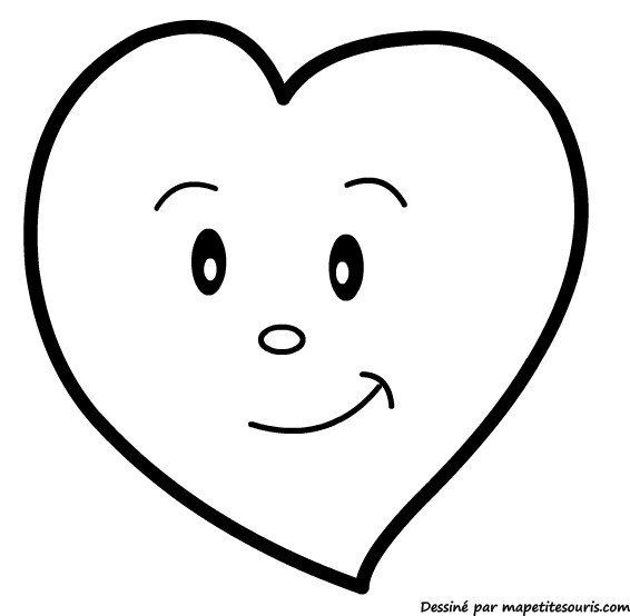 Coloriage Coeur tout souriant dessin gratuit à imprimer