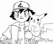 Coloriage et dessins gratuit Coloriez Ash et Pikachu à imprimer