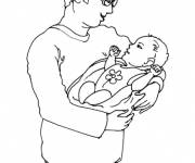 Coloriage Coloriez père et son bébé