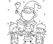 Coloriage Coloriez P&egrave;re noel avec les enfants