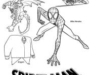 Coloriage Coloriez Spiderman contre ses ennemies