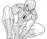 Coloriage Coloriez Spiderman pr&ecirc;t &agrave; attaquer
