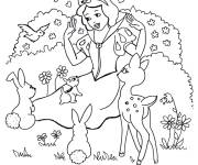 Coloriage Blanche neige et les animaux