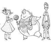 Coloriage Charlie Bucket, Violet Beauregarde, Augustus Gloop, Mike Teavee