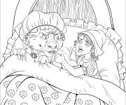 Coloriage Contes du petit chaperon rouge avec le loup pour enfants