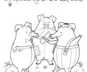 Coloriage Contes les trois petits cochons