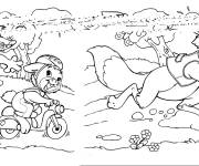 Coloriage Contes renard et petit lapin