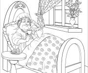 Coloriage Grand-m&egrave;re du petit chaperon rouge dans son lit
