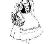 Coloriage La fille mignonne Le petit Chaperon rouge