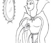 Coloriage La m&eacute;chante reine et son miroir contes de blanche neige