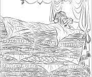 Coloriage La Princesse au petit pois dans son lit
