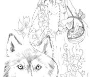 Coloriage Le loup et le petit chaperon rouge de conte