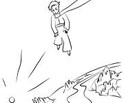 Coloriage Le petit Prince en ciel