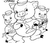 Coloriage les trois petits cochons contes c&eacute;l&egrave;bres