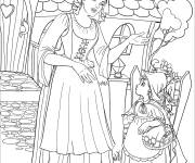 Coloriage Sc&egrave;ne de contes Le petit Chaperon rouge avec sa m&egrave;re