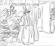 Coloriage Sc&egrave;ne de contes magique La Princesse au petit pois
