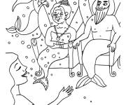 Coloriage Sc&egrave;ne du contes Ariel la sirene