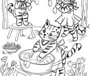 Coloriage Trois petits minous