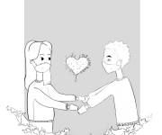 Coloriage et dessins gratuit Amour pendant l'&eacute;loignement social à imprimer