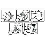 Coloriage Comment laver les mains pour enfants