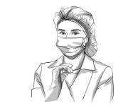 Coloriage et dessins gratuit Docteur portant un masque m&eacute;dical à imprimer
