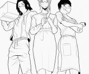 Coloriage et dessins gratuit &Eacute;quipe de docteur combattent le Coronavirus à imprimer