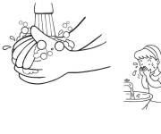 Coloriage et dessins gratuit Fille se lave les mains avec du savon à imprimer