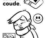 Coloriage J'éternue et je tousse dans mon coude