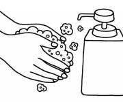 Coloriage Les mains lav&eacute;es avec du savon