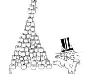 Coloriage Papier toilette avec un chat businessman