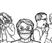 Coloriage S'&eacute;loigner des patients infect&eacute;s par le Covid