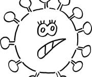 Coloriage Virus covid-19 avec un visage