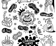 Coloriage Virus Covid-19 pour enfant