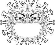 Coloriage Virus Covid effrayant masqué
