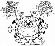 Coloriage Virus Covid pr&ecirc;t &agrave; attaquer