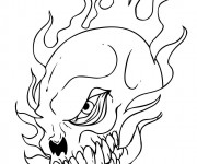 Coloriage Crâne de mort  en feu
