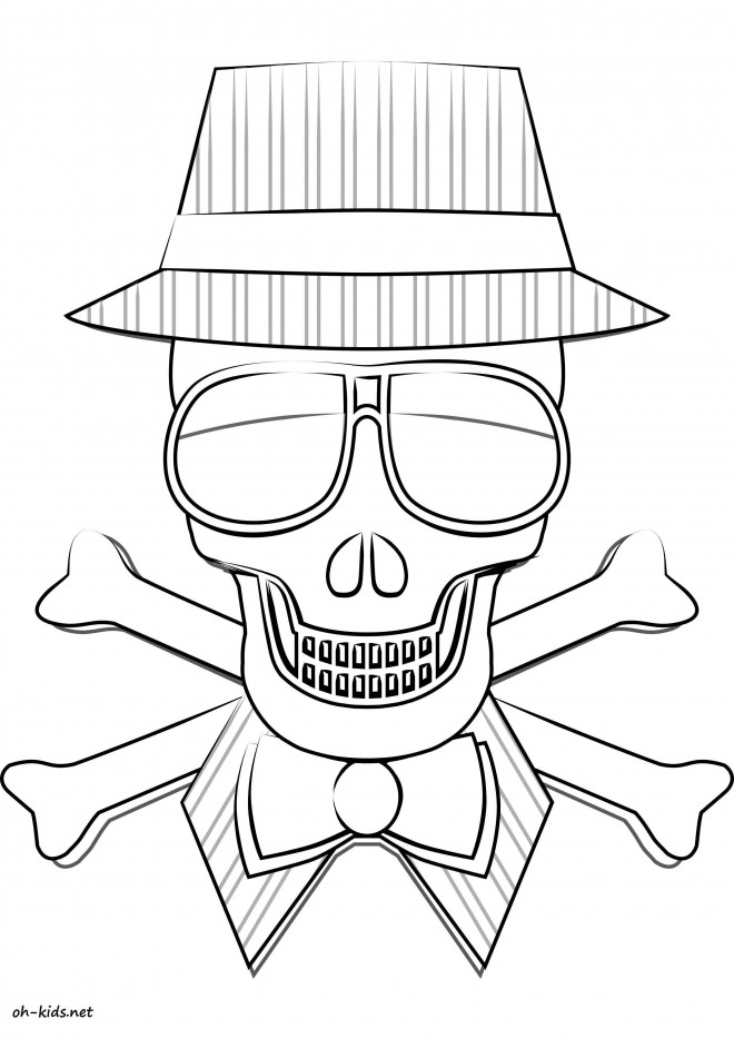 Coloriage et dessins gratuits Crâne de mort portant un chapeau à imprimer