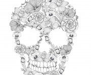 Coloriage et dessins gratuit Crâne décorée avec des fleurs à imprimer