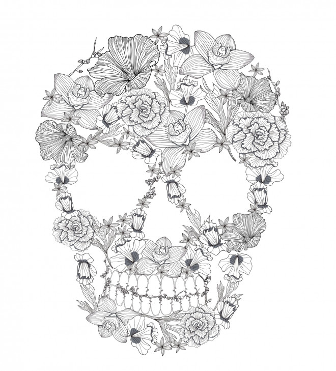 Coloriage et dessins gratuits Crâne décorée avec des fleurs à imprimer